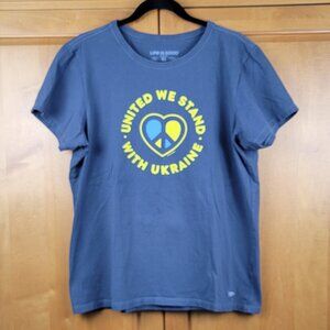Life Is Good Navy Crusher Crew Neck United We Stand With Ukraine Tee - XL